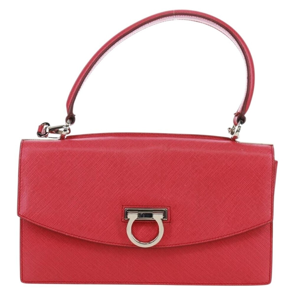 Salvatore Ferragamo Gancini Convertible Top Handle Saffiano Leather Small
